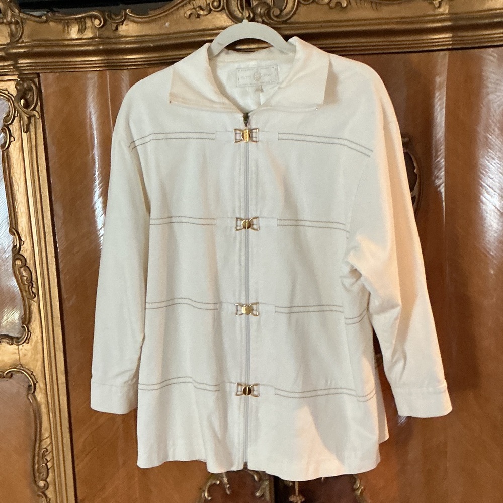St. John Sport Vintage Ivory Trench Jacket w/ Gold Hardware